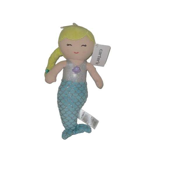 Carter's Other - NWT Carters Plush Toy Stuffed Doll Mermaid Blonde 10" Fish Tail Glitter Scales